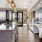Lounge area with pool table, bar area, and cityscape views