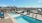 Poolside area with views of Denver cityscape